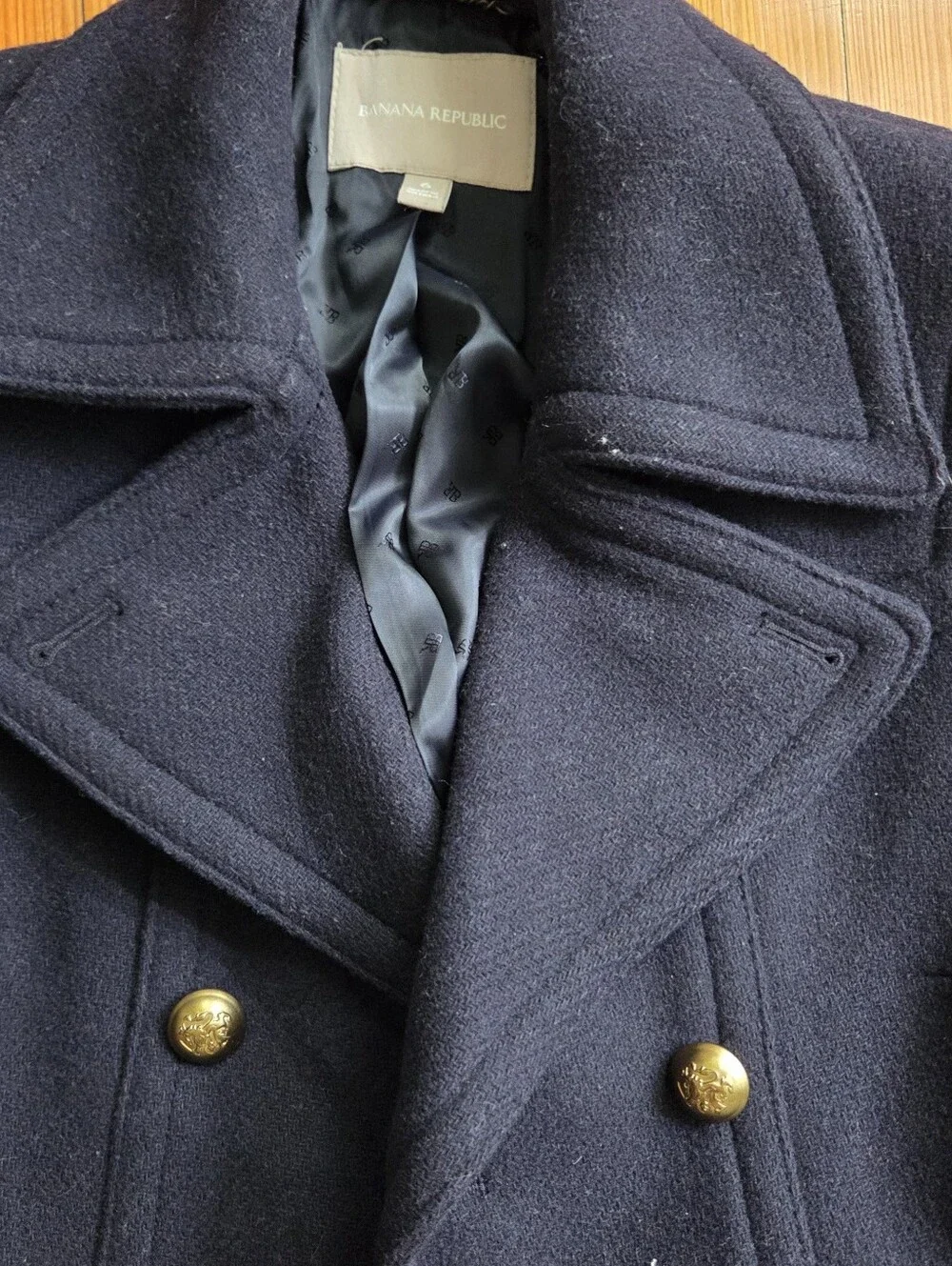 Banana Republic 🧥Navy Double-Breasted Peacoat with Gold Buttons